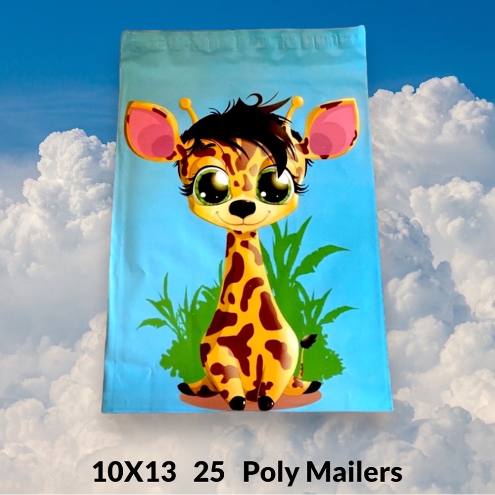( Quantity 25 10x13 ) Cool Baby Giraffe Grass Poly Mailer Bag Shipping Envelopes